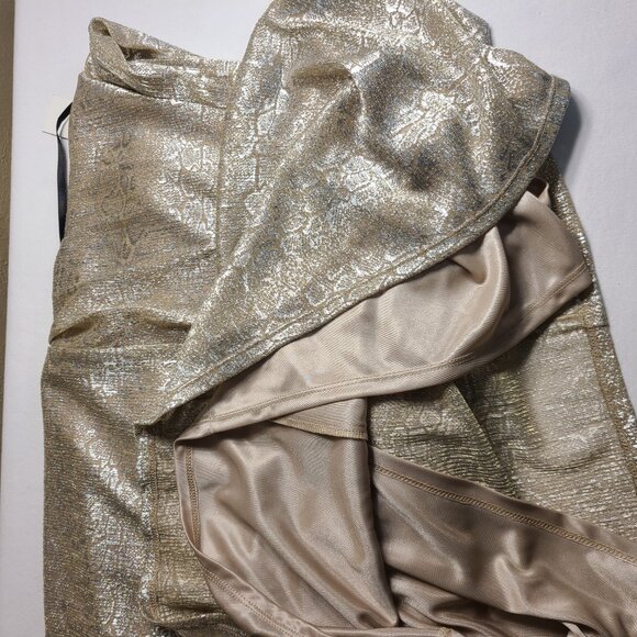 NWT Neiman Marcus Shelli Segal Long Evening Gown Dress Gold Nude Size 12 Tall - Picture 14 of 14